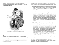 Notes on The Cult of Domesticity and True Womanhood