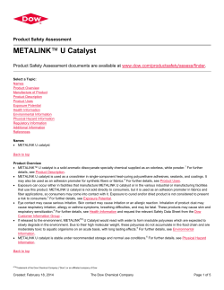 METALINK U Catalyst - The DOW Chemical Company