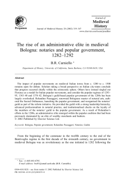 The rise of an administrative elite in medieval Bologna: notaries and