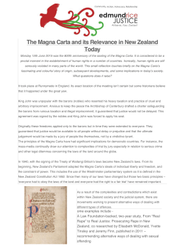 The Magna Carta and its Relevance in New Zealand Today