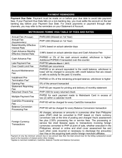 applicable fees and rates as of March 2017