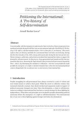 Petitioning the International: A `Pre-history` of Self-determination