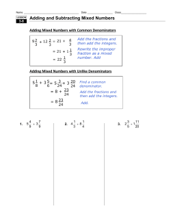Adding and Subtracting Mixed Numbers