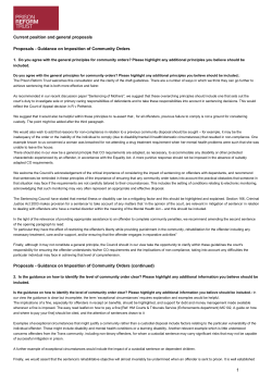 Sentencing Council draft guidelines on the Imposition of Community
