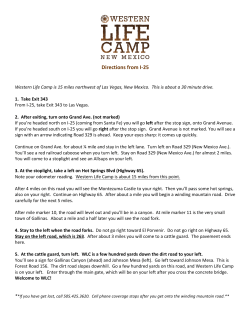 Directions from I - Western Life Camp