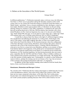 6. Debate on the Geoculture of the World