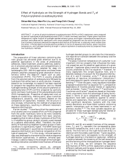 Effect of Hydrolysis on the Strength of Hydrogen Bonds and Tg of