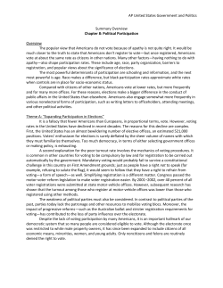 AP United States Government and Politics Summary Overview