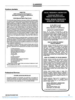 Positions Available CLASSIFIED Professional