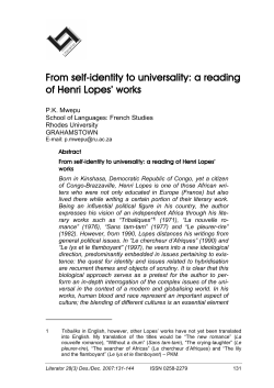 From self-identity to universality: a reading of Henri Lopes