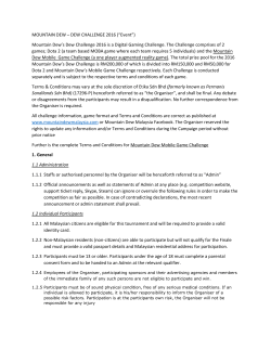 MOUNTAIN DEW &ndash; DEW CHALLENGE 2016 (&ldquo;Event&rdquo;)