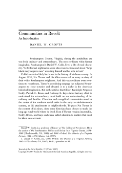 Communities in Revolt: A Symposium on Nat Turner`s Rebellion
