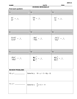 DIVIDING MONOMIALS Find each quotient. 1