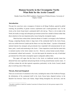 Human Security in the Circumpolar North: What Role for the Arctic