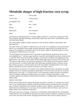 Metabolic danger of high-fructose corn syrup