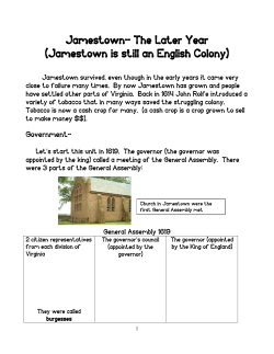 Jamestown- The Later Year