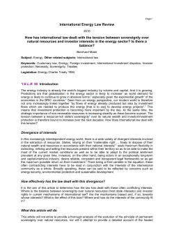 International Energy Law Review How has international law dealt