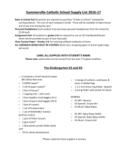 School Supplies - Summerville Catholic School