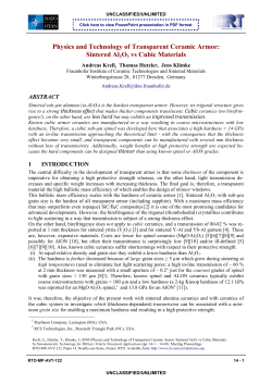 Physics and Technology of Transparent Ceramic Armor: Sintered