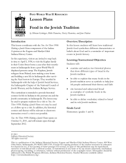 Lesson Plans Food in the Jewish Tradition
