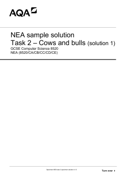 GCSE Computer Science Specimen NEA Task 2, solution 1