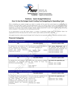 Thuthuka - Quick Budget Reference How