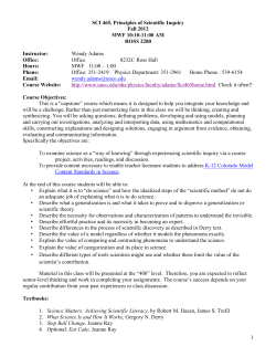 SCI 465, Principles of Scientific Inquiry