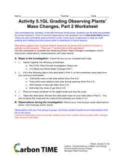 Activity 5.1GL Grading Observing Plants` Mass Changes