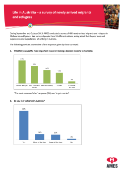 Life in Australia &ndash; a survey of newly arrived