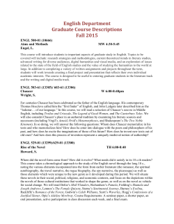 English Department Graduate Course Descriptions Fall 2015