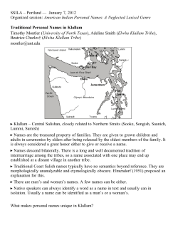 Traditional Personal Names in Klallam