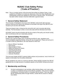 NUSAC Club Safety Policy (`Code of Practice`)