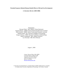 Potential Exposure-Related Human Health Effects of Oil