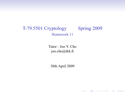 T-79.5501 Cryptology Spring 2009