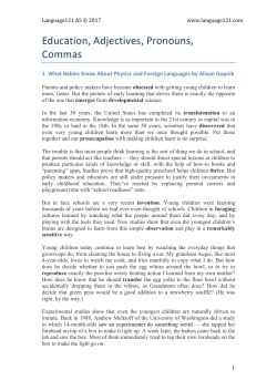 Education, Adjectives, Pronouns, Commas