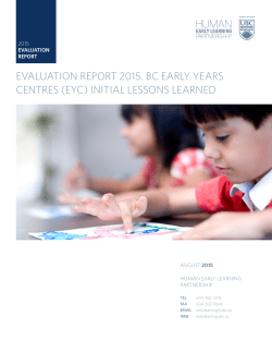 EVALUATION REPORT 2015. BC EARLY YEARS CENTRES (EYC