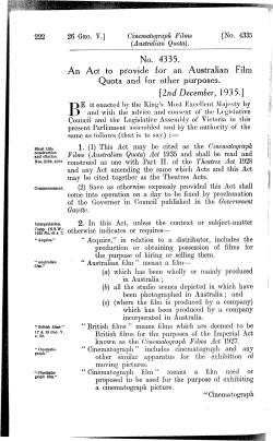 No. 4335. An Act to provide for an Australian Film Quota and for