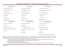 Amarillo ISD 2016/2017 &ndash; Elementary School Supply List