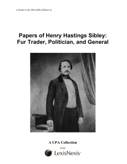 Papers of Henry Hastings Sibley: Fur Trader, Politician