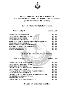 b.tech syllabus opjs 2013-14