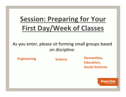 Preparing for the first week of classes