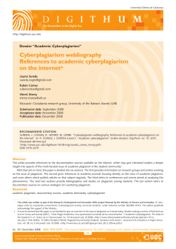 Cyberplagiarism webliography References to academic