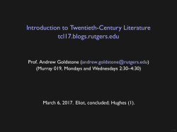 Introduction to Twentieth-Century Literature tcl17.blogs