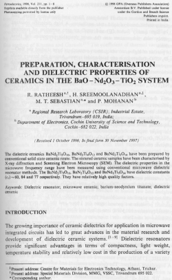 Preparation,characterisation and dielectric properties of ceramics in