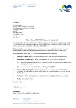 10 May 2013 Mr Elvis Onyura Adviser, Listing Compliance (Sydney