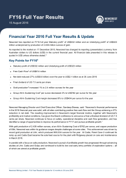 FY16 Full Year Results - Newcrest Mining Limited