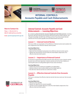 INTERNAL CONTROLS: Accounts Payable and Cash Disbursements