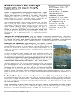 How Certification of Kelp Encourages Wild Harvest &sect; 205.207
