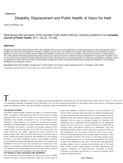 Disability, Displacement and Public Health: A Vision for Haiti
