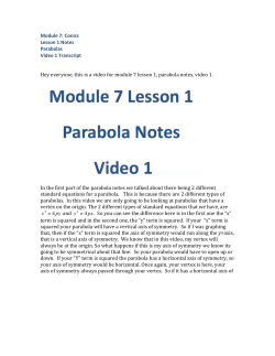 Module 7 Lesson 1 Parabolas Video 1 transcript
